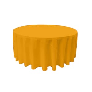 Mango Yellow - Solid Round Polyester Poplin Tablecloth With Seamless.