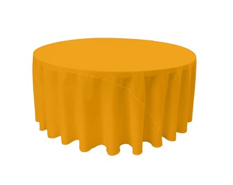 Mango Yellow - Solid Round Polyester Poplin Tablecloth With Seamless.