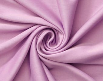 Tejido de punto interlock lila, elasticidad mecánica de 58/60" para prendas de vestir.