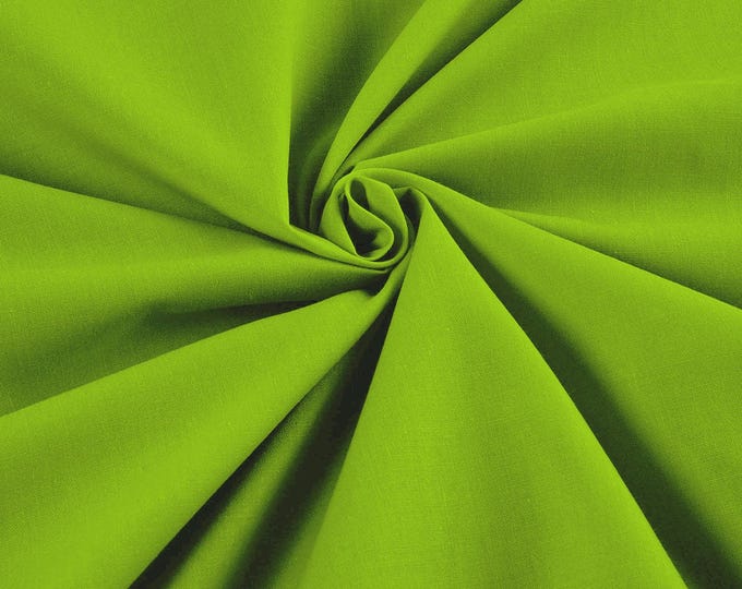 Lime Green Lightweight Poly Cotton Broadcloth Fabric| 58" Wide| Bed sheets| Apparel.