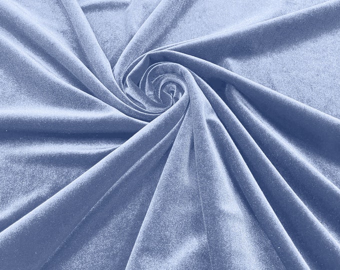 Baby Blue 60" Wide 90% Polyester 10 percent Spandex Stretch Velvet Fabric for Sewing Apparel Costumes Craft, Sold By The Yard.