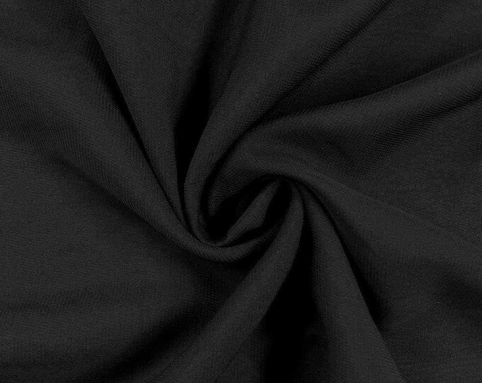 Black 58/60" Wide 100% Polyester Soft Light Weight, Sheer, See Through Chiffon Fabric Sold By The Yard.