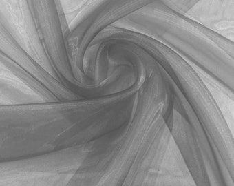 Pewter 58/60" Wide 100% Polyester Soft Light Weight, Sheer, See Through Crystal Organza Fabric/Cosplay Costumes, Skirts.