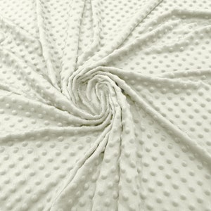 Ivory 58&quot; Wide 100%  Polyester Minky Dimple Dot Soft Cuddle Fabric SEW Craft Sold by The Yard.