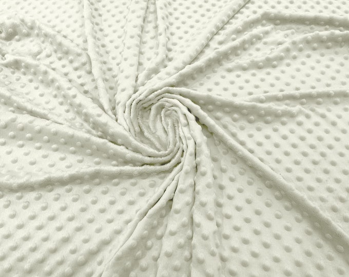 Ivory 58" Wide 100%  Polyester Minky Dimple Dot Soft Cuddle Fabric SEW Craft Sold by The Yard.