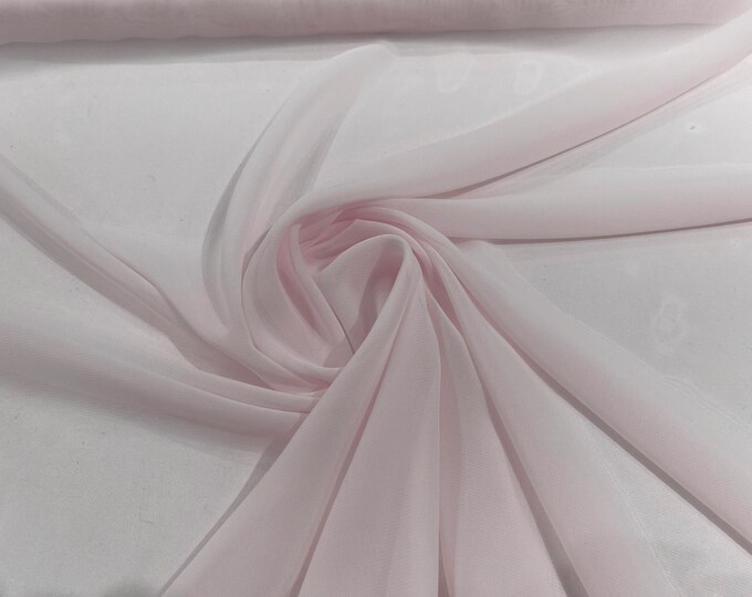 Light Pink 5 Yards 60" Wide Sheer Fabric Chiffon Fabric by The Yard Continuous Solid Color Draping Fabric for Wedding Party Easter Backdrop.