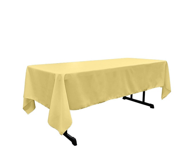 Light Yellow - Rectangular Polyester Poplin Tablecloth / Party supply.