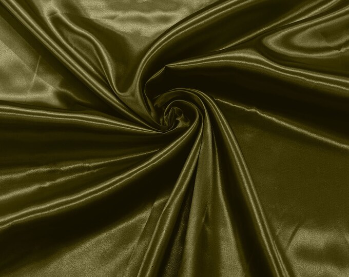 Olive Green - Shiny Charmeuse Satin Fabric for Wedding Dress/Crafts Costumes/58” Wide /Silky Satin