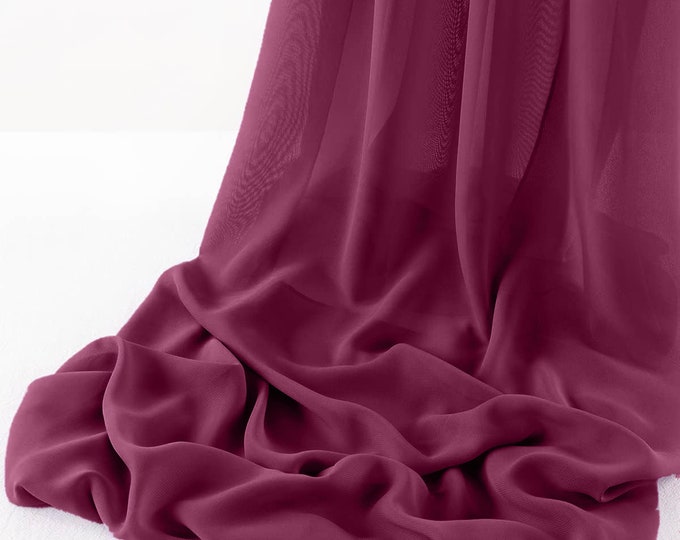 Dark Fuchsia Chelsea Wool Dobby Chiffon Fabric/58" Wide Sheer Fabric/Solid Color Draping Fabric for Wedding Party Easter Backdrop.