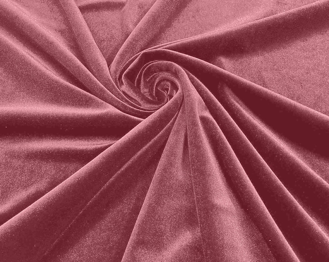 Dusty Rose 60" Wide 90% Polyester 10 percent Spandex Stretch Velvet Fabric for Sewing Apparel Costumes Craft, Sold By The Yard.