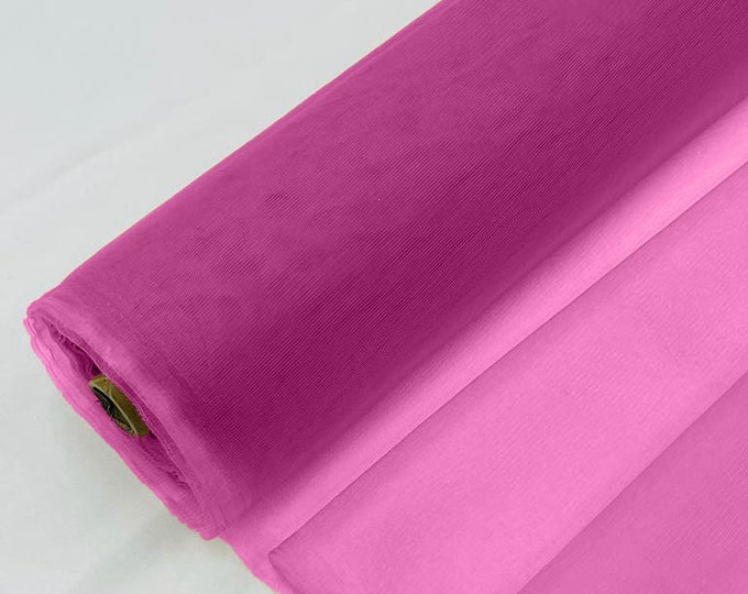 Hot Pink - Bridal Mesh Tulle Netting Fabric / Sheer Mesh /58" Wide / Sold by the Yard