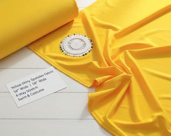 Yellow Nylon Spandex Fabric, 58" Wide, 4-Way Stretch for Swimwear and Costumes