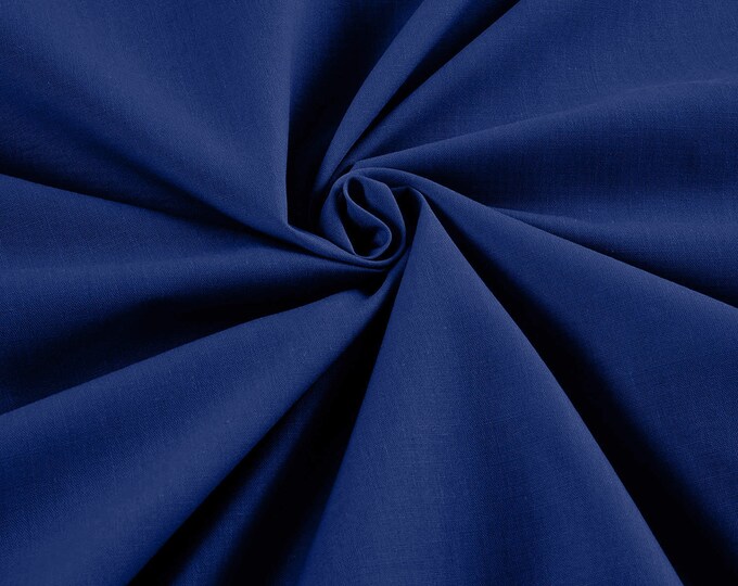 Royal Blue - 58-59" Wide Premium Light Weight Poly Cotton Blend Broadcloth Fabric Sold By The Yard.