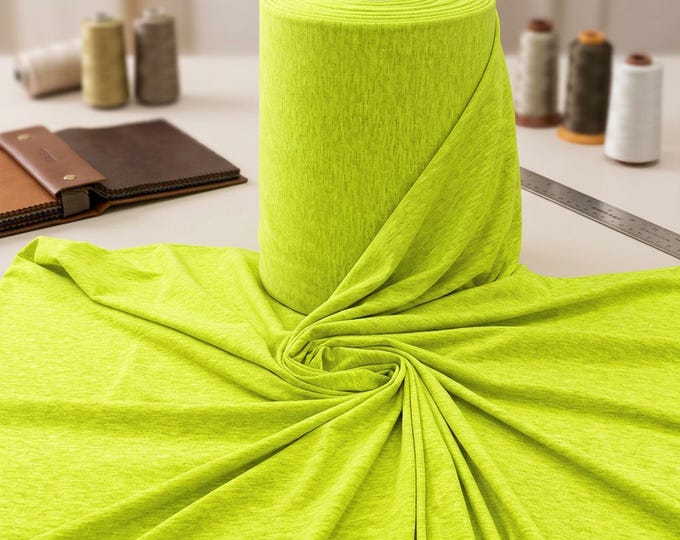 Neon Yellow Cotton Jersey Spandex Fabric by the Yard, 4 Way Stretch Knit Blend for T-Shirts, Activewear & Costumes