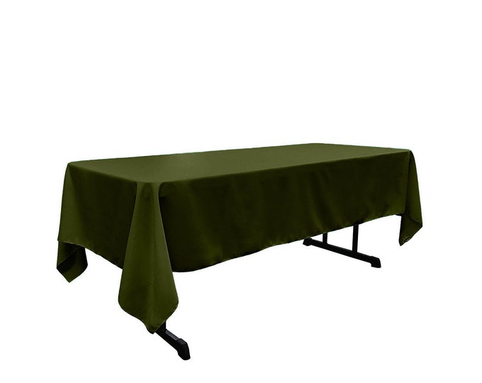Olive Green - Rectangular Polyester Poplin Tablecloth / Party supply.