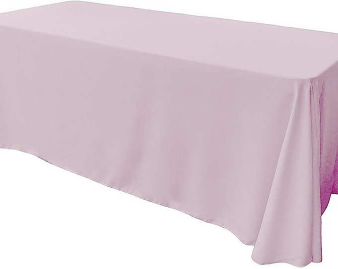 Light Pink - Rectangular Polyester Poplin Tablecloth Floor Length / Party supply