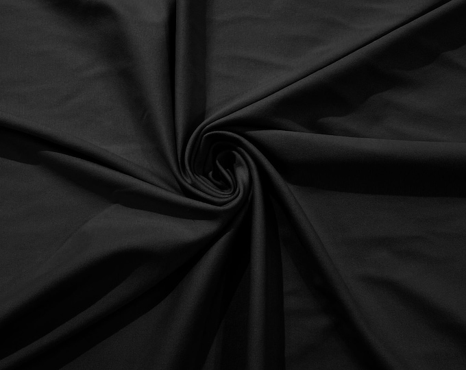 Black Stretch Ponte De Roma 320 GSM Knit Poly Rayon Fabric by the Yard.