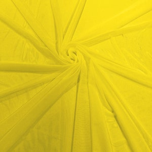 Yellow 58/60&quot; Wide Solid Stretch Power Mesh Fabric Spandex/ Sheer See-Though/Sold By The Yard. New Colors