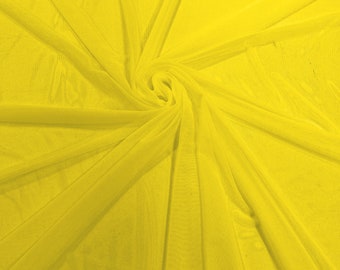 Yellow 58/60" Wide Solid Stretch Power Mesh Fabric Spandex/ Sheer See-Though/Sold By The Yard. New Colors
