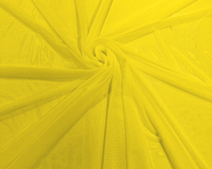 Yellow 58/60" Wide Solid Stretch Power Mesh Fabric Spandex/ Sheer See-Though/Sold By The Yard. New Colors