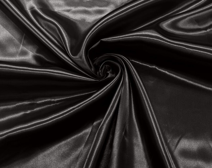 Charcoal - Shiny Charmeuse Satin Fabric for Wedding Dress/Crafts Costumes/58” Wide /Silky Satin