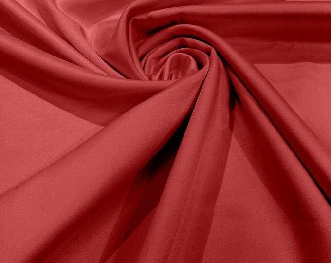 Coral Matte Stretch Lamour Satin Fabric 58" Wide/Sold By The Yard. New Colors