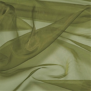 Olive Green 58/60&quot; Wide 100% Polyester Soft Light Weight, Sheer, See Through Crystal Organza Fabric Sold By The Yard.