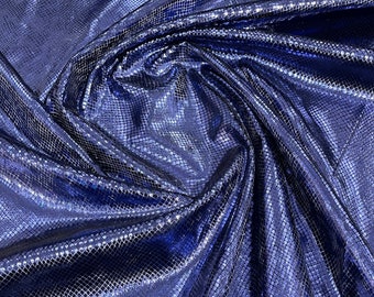 Navy Blue Illusion foil Snake design on a stretch velvet fabric-Sold by the yard.