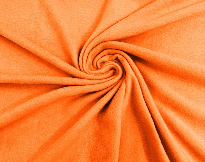 Orange Solid Polar Fleece Fabric Anti-Pill 58" Wide Sold by The Yard.