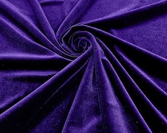 Purple 60" Wide 90% Polyester 10 percent  Spandex Stretch Velvet Fabric for Sewing Apparel Costumes Craft, Sold By The Yard.