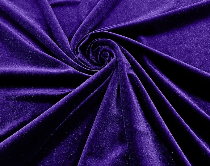 Purple 60" Wide 90% Polyester 10 percent  Spandex Stretch Velvet Fabric for Sewing Apparel Costumes Craft, Sold By The Yard.