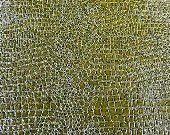Olive Green  Faux Crocodile Vinyl Embossed 3D Scales-Faux Leather-Sold By Yard