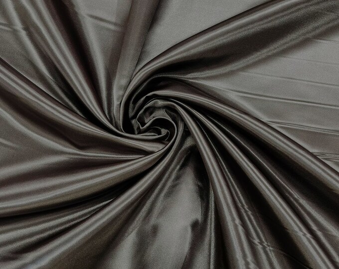 Charcoal Heavy Shiny Bridal Satin Fabric for Wedding Dress, 60" inches wide sold by The Yard. New Colors