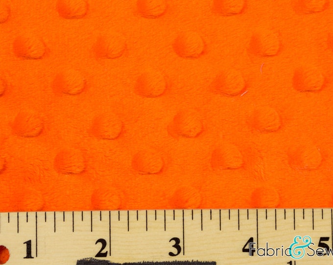Neon Orange 58" Wide 100%  Polyester Minky Dimple Dot Soft Cuddle Fabric SEW Craft Sold by Yard.