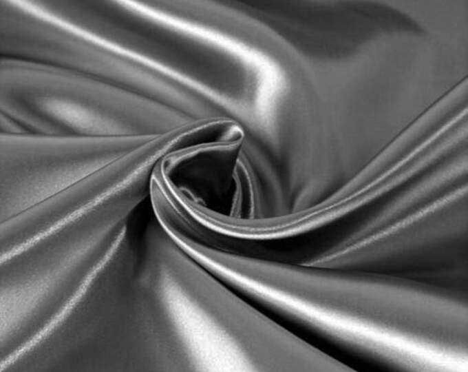 Gray Heavy Shiny Bridal Satin Fabric for Wedding Dress, 60" inches wide sold by The Yard.