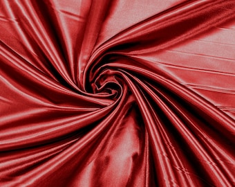 Dark Red Heavy Shiny Bridal Satin Fabric for Wedding Dress, 60" inches wide sold by The Yard. New Colors