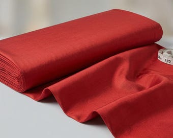 Red Stretch Two Tone Taffeta Fabric By The Yard, Medium Weight Bridal Fabric, Polyester Spandex Taffeta, Wedding Dress & Ball Gown Fabric