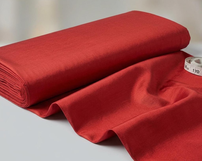 Red Stretch Two Tone Taffeta Fabric By The Yard, Medium Weight Bridal Fabric, Polyester Spandex Taffeta, Wedding Dress & Ball Gown Fabric