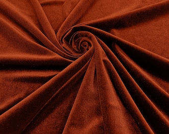 Burnt Orange 60" Wide 90% Polyester 10 percent Spandex Stretch Velvet Fabric for Sewing Apparel Costumes Craft, Sold By The Yard.