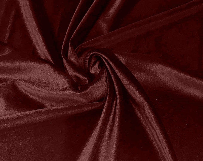 Burgundy 58"/60Inches Wide Royal Velvet Upholstery Fabric. Sold By The Yard.