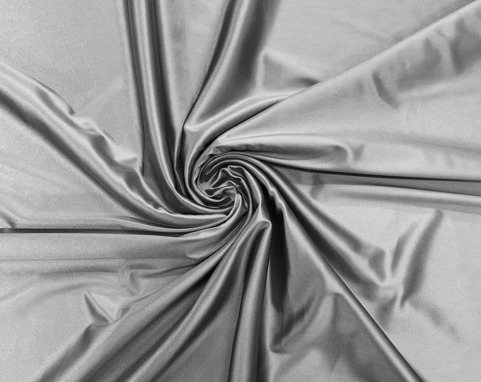 Silver Heavy Shiny Satin Stretch Spandex Fabric/58 Inches Wide/Prom/Wedding/Cosplays.