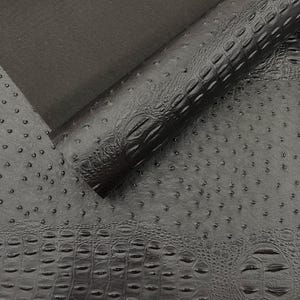 Death Black Gator Ostrich Embossed Vinyl Fabric By The Yard / 2 Tone Crocodile Ostrich Vinyl Leather 54&quot; Wide
