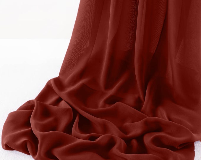 Cranberry Chelsea Wool Dobby Chiffon Fabric/58" Wide Sheer Fabric/Solid Color Draping Fabric for Wedding Party Easter Backdrop.