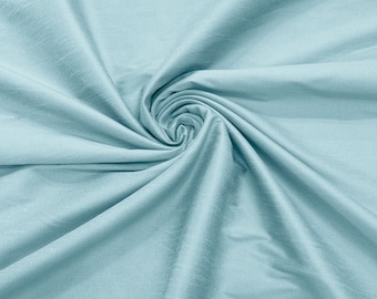 Light Blue Polyester Dupioni Faux Silk Fabric | 55" Wide Wedding, Home Decor.