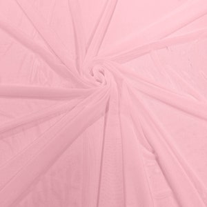 Pink 58/60&quot; Wide Solid Stretch Power Mesh Fabric Spandex/ Sheer See-Though/Sold By The Yard. New Colors