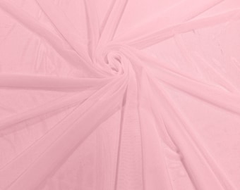 Pink 58/60" Wide Solid Stretch Power Mesh Fabric Spandex/ Sheer See-Though/Sold By The Yard. New Colors