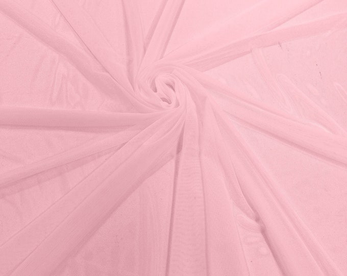 Pink 58/60" Wide Solid Stretch Power Mesh Fabric Spandex/ Sheer See-Though/Sold By The Yard. New Colors