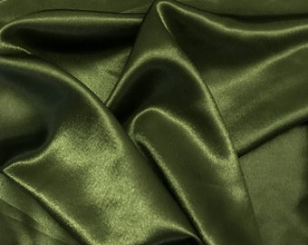 Dark Olive Crepe Back Satin Bridal Fabric Draper-Prom-wedding-nightgown- Soft 58"-60" Inches Sold by The Yard.