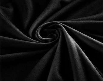 Black Polyester Stretch Scuba Knit Fabric| Wrinkle Free| 58" Wide| Apparel| Dresses.