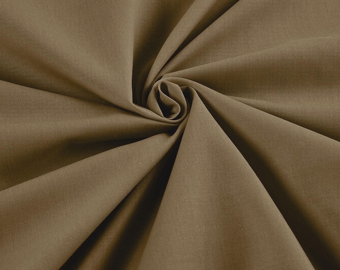 Khaki Lightweight Poly Cotton Broadcloth Fabric| 58" Wide| Bed sheets| Apparel.